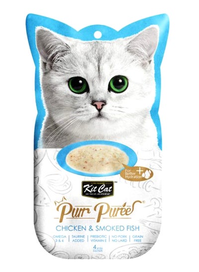 Buy Purr Puree Chicken And Smoked Fish 15G Pack Of 4 in Saudi Arabia