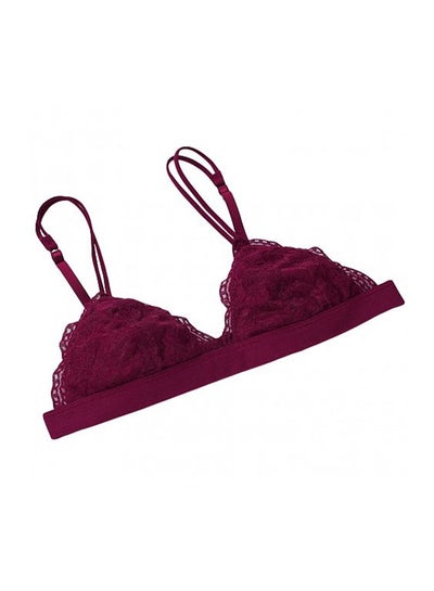 Buy Push Up Lace Gauze 3/4 Cup Bra Burgundy in UAE