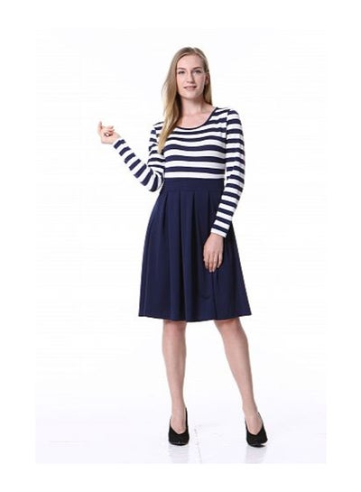 Buy Short Sleeve Swing Midi Dress Dark Blue in Saudi Arabia