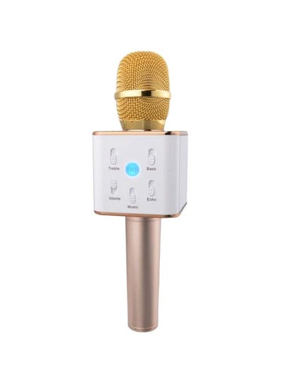 Buy Bluetooth Wireless Handheld Karaoke Microphone Gold/White in Saudi Arabia