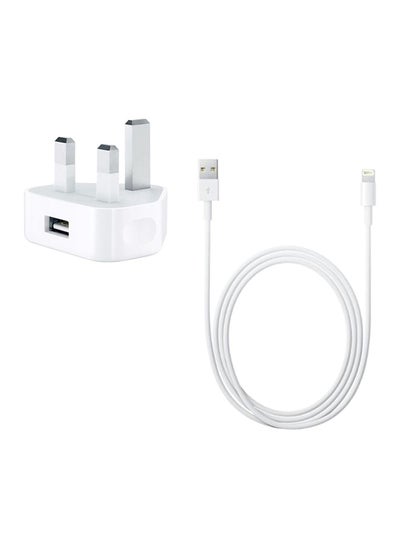 Buy One USB Port Wall Charger With USB Data Sync Charging Cable White in Egypt