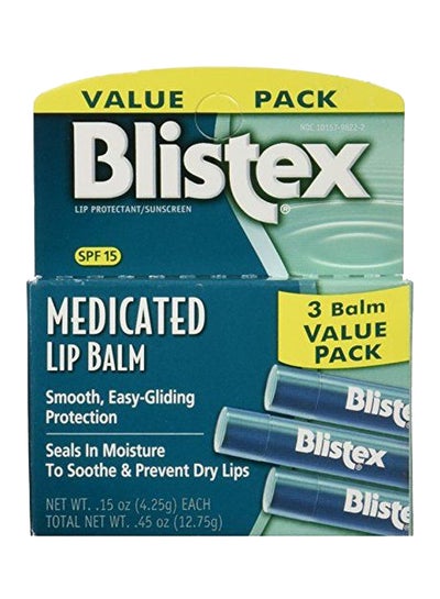 Buy 3-Piece Medicated Lip Balm SPF15 Clear 4.25grams in UAE