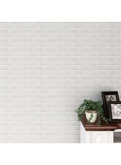 Buy New PE Foam 3D Wallpaper DIY Stickers Wall Decor Embossed Brick Stone White in Egypt