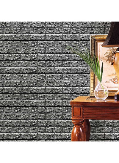 Buy 3D Brick Pattern Decorative Wallpaper Grey in Saudi Arabia
