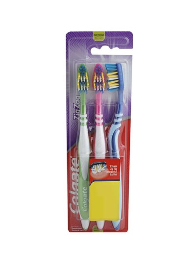 اشتري 3-Piece Manual Toothbrush Set Green/Blue/Pink في الامارات