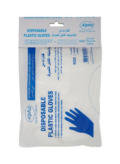 Buy 100-Piece Disposable Gloves Clear Large in Saudi Arabia