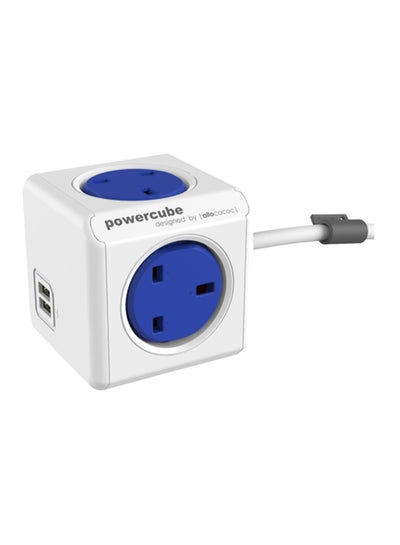 Buy PowerCube Extended USB, UK Socket Blue in Saudi Arabia