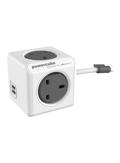 Buy PowerCube Extended USB, UK Socket Grey in Saudi Arabia