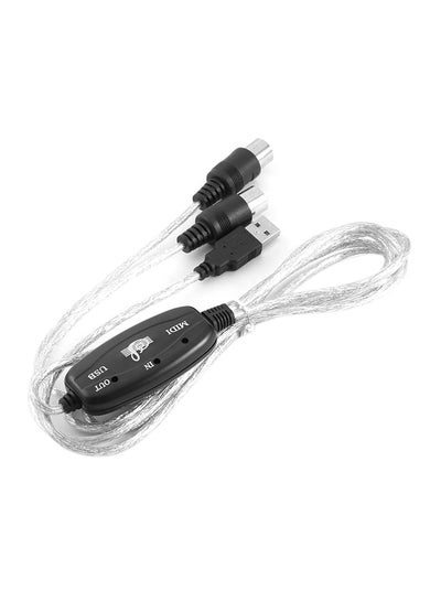 Buy MIDI To USB Interface Cable Convertible Adapter Silver/Black in Saudi Arabia