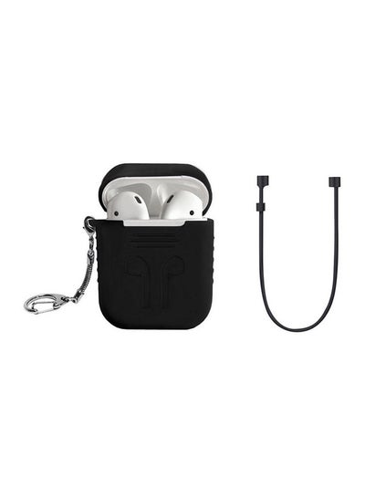 Buy Protecting Case Cover For Apple AirPods With Carabiner Black in Saudi Arabia