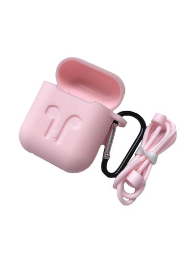 Buy Protecting Case Cover For Apple AirPods With Carabiner Pink in UAE