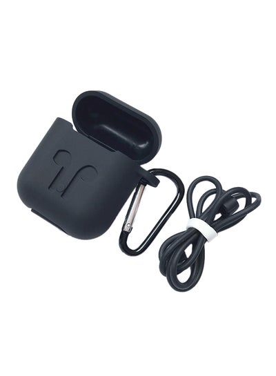 Buy Protecting Case Cover For Apple AirPods With Carabiner Black in UAE