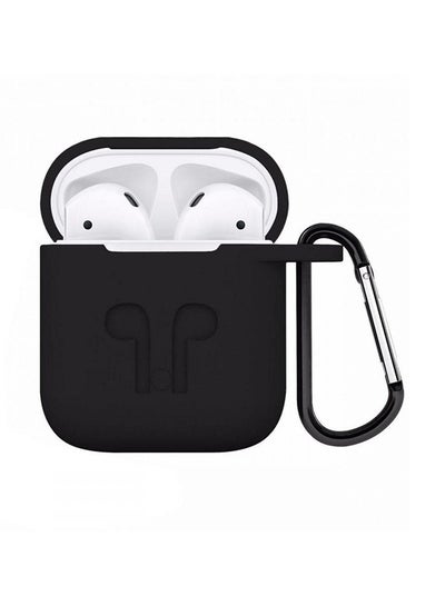 Buy Protecting Case Cover For Apple AirPods With Carabiner Black in Saudi Arabia