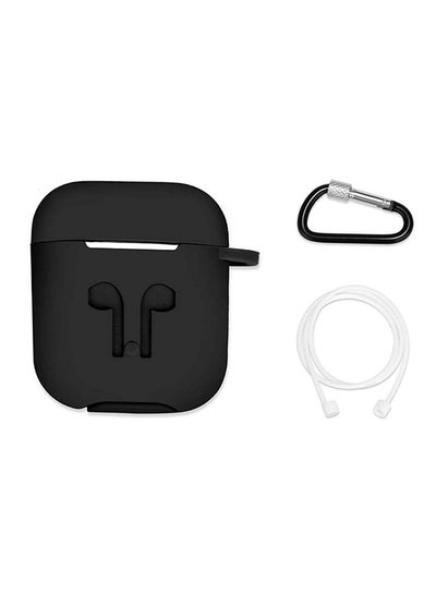 Buy Protecting Case Cover For Apple AirPods With Carabiner Black in Saudi Arabia