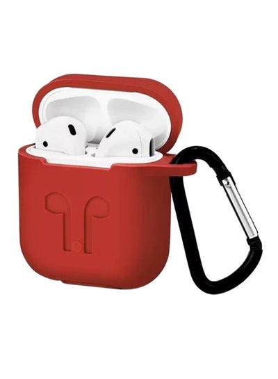 Buy Protective Case Cover With Carabiner For Apple AirPods Red in Saudi Arabia