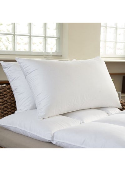 Buy 2-Piece Solid Bed Sleeping Cotton Pillow Cotton White Standard in UAE