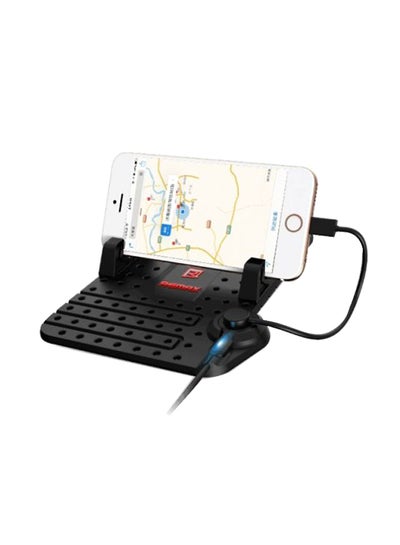 Buy 2-In-1 Car Phone Holder Mount With USB Charging Cable Black in UAE