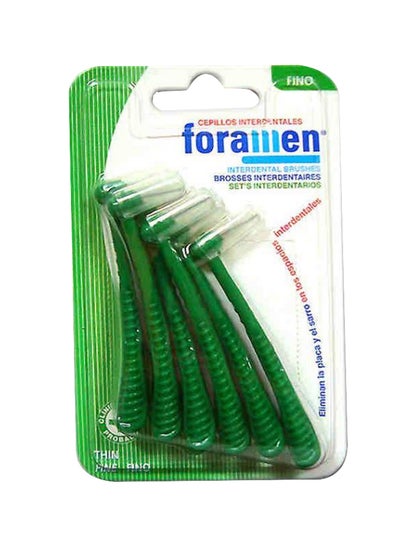 Buy 6-Piece Interdental Thin Brush Curve Set Green in UAE