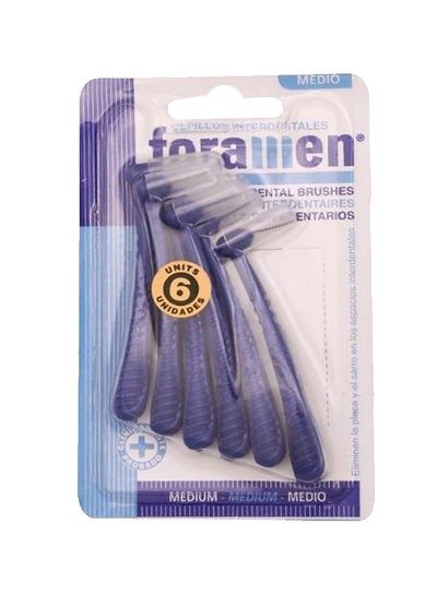 Buy 6-Piece Interdental Medium Brush Curve Set Purple in UAE