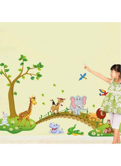 Buy The Lovely Animal Kindergarten Decorative Wall Sticker Green/Yellow/Red 90x60centimeter in Saudi Arabia