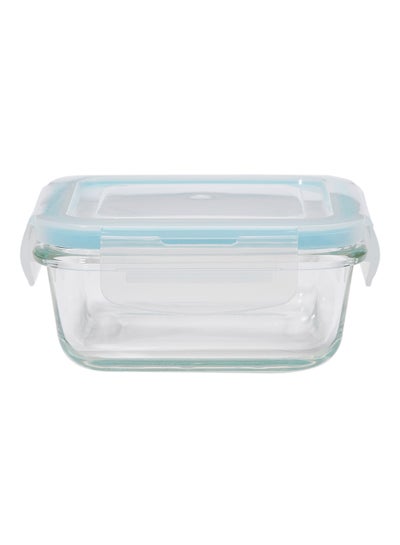 Buy Boro Pro Square Food Storage Container With Lid Blue/Clear 340ml in UAE