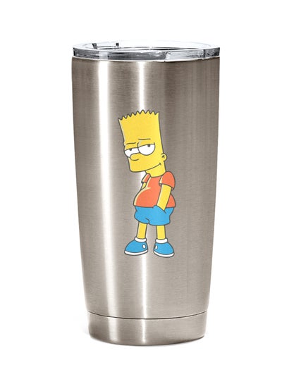 اشتري قدح للسفر من الستانلس ستيل مع غطاء من الأكريليك Bart Simpson Silver 20 أوقية في الامارات