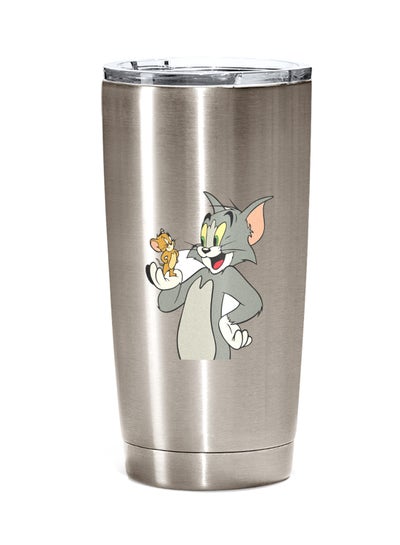 Buy Stainless Steel Travel Tumbler With Acrylic Lid Classic Cartoon Silver 20ounce in UAE