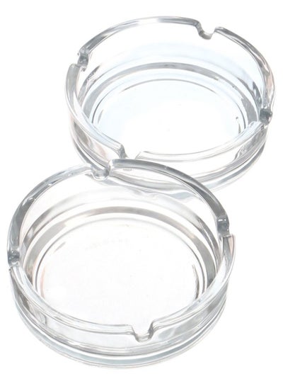 Buy 2-Piece Cigarette Ashtray Set Clear 10.5centimeter in UAE