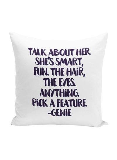 Buy Aladding Quote Genie Quote Throw Pillow With Stuffing Polyester White/Black 16x16inch in UAE