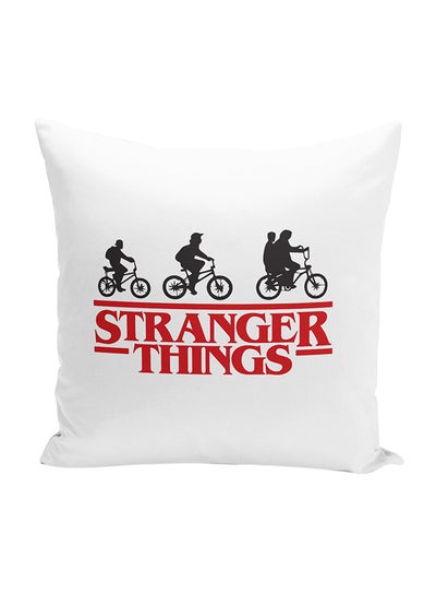 اشتري وسادة زينة بطبعة صورة أبطال مسلسل "Stranger Things" راكبين دراجاتهم أبيض/أسود/أحمر 16 x 16بوصة في السعودية