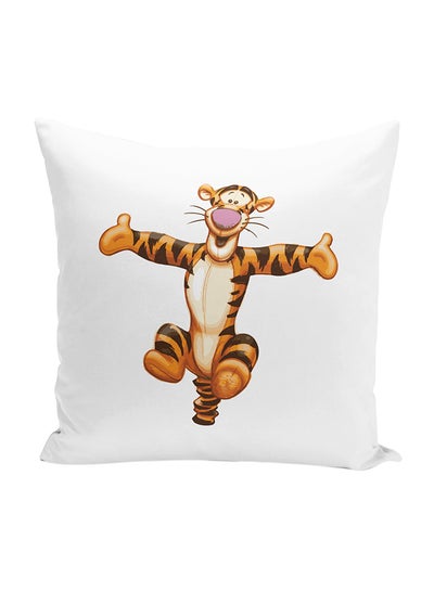 Buy Pooh Tigger Jumping Decorative Throw Pillow White 16 x 16inch in UAE