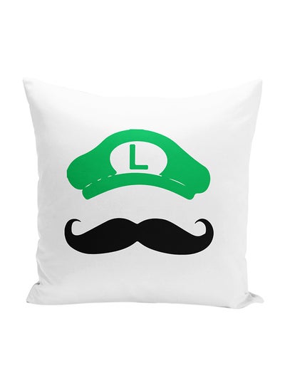 Buy Mustache Green Decorative Throw Pillow White/Black/Green 16 x 16inch in UAE