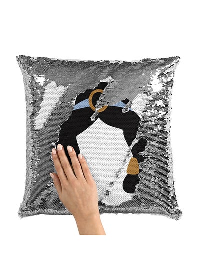 Buy Princess Jasmine Sequin Throw Pillow With Stuffing polyester Multicolour 16x16inch in UAE