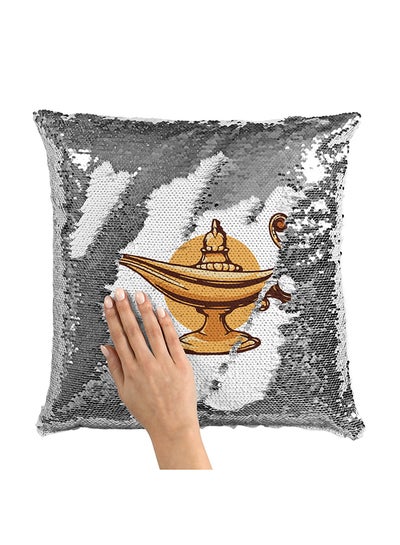 Buy Genie'S Lamp From Aladdin Sequin Throw Pillow With Stuffing Multicolour 16x16inch in UAE