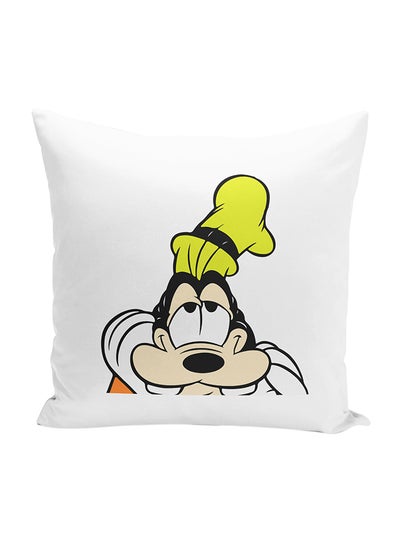 Buy Bored Dog Goofy Decorative Throw Pillow White/Beige/Yellow 16 x 16inch in UAE