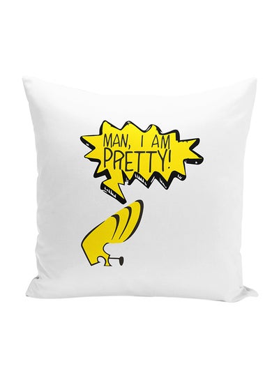 Buy Pretty Man Johny Bravo Classic Decorative Throw Pillow White/Yellow 16 x 16inch in UAE