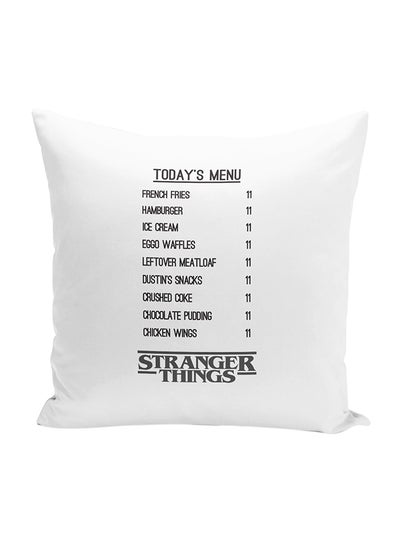 Buy Tv Show Stranger Things Decorative Throw Pillow White/Black 16 x 16inch in UAE