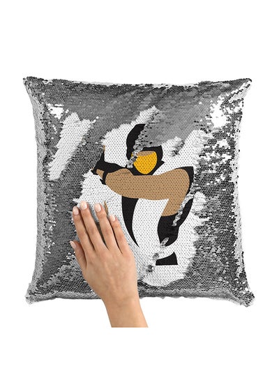 Buy Scorpion Mortal Kombat Sequin Throw Pillow With Stuffing Multicolour 16x16inch in UAE