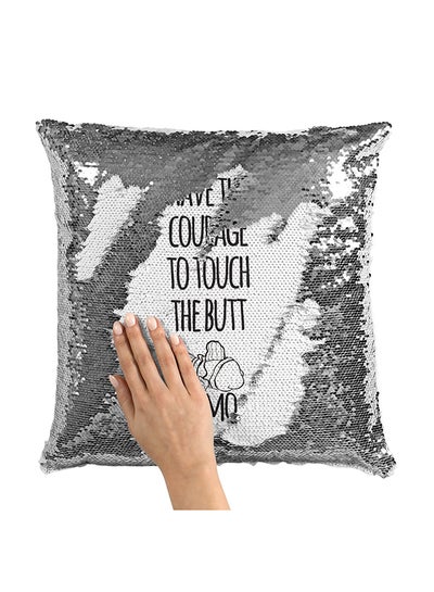 Buy Have Courage Nemo Quote Sequin Throw Pillow With Stuffing Grey/White 16x16inch in UAE