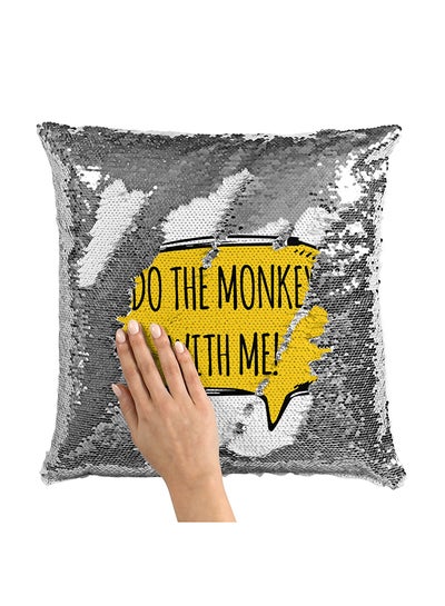 Buy Johny Bravo Monkey Sequin Throw Pillow With Stuffing Multicolour 16x16inch in UAE