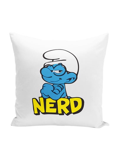 Buy Smurf Nerd Cute Throw Pillow With Stuffing polyester Multicolour 16x16inch in UAE