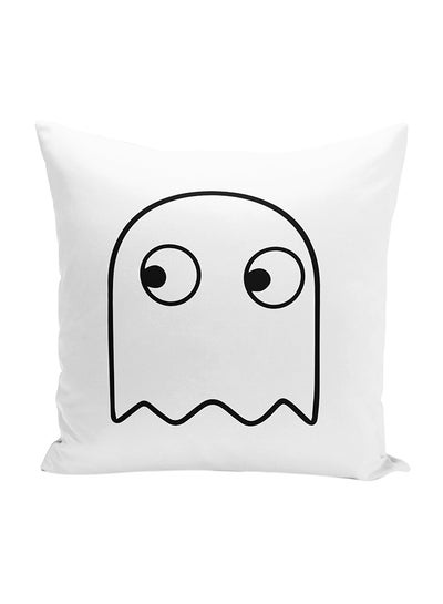 Buy Pacman Ghost Decorative Throw Pillow White/Black 16 x 16inch in UAE