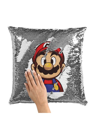 Buy Retro Mario Brother Sequin Throw Pillow With Stuffing Multicolour 16x16inch in Saudi Arabia