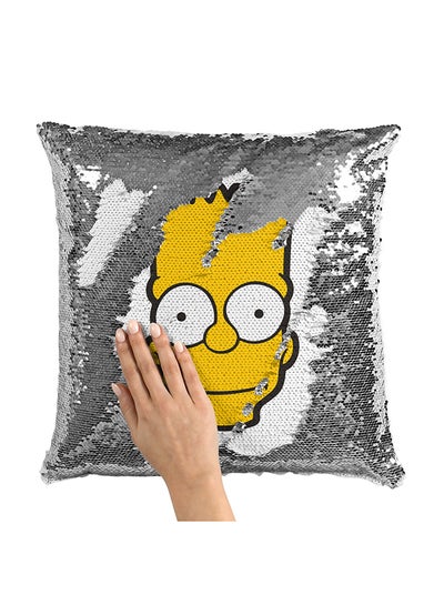 Buy The Simpsons Face Sequin Throw Pillow With Stuffing Multicolour 16x16inch in Saudi Arabia