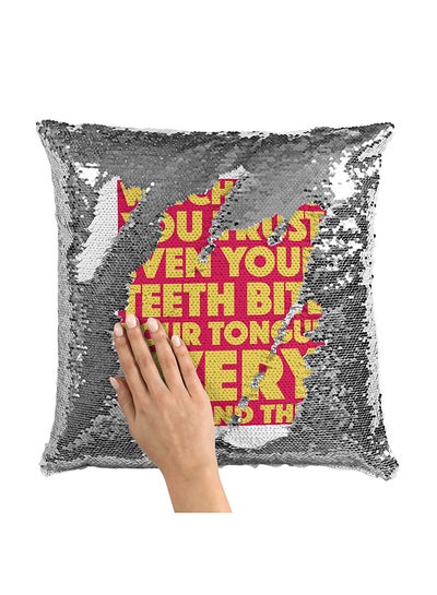 Buy Movie Quote Scarface Sequin Throw Pillow With Stuffing Multicolour 16x16inch in Saudi Arabia