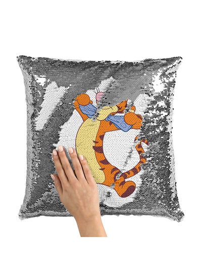 Buy Pooh Tigger Friends Sequin Throw Pillow With Stuffing Multicolour 16x16inch in UAE