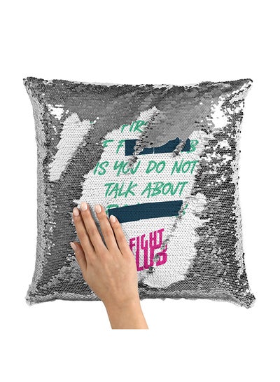 Buy The First Rule Of Fight Club Sequin Throw Pillow With Stuffing Multicolour 16x16inch in Saudi Arabia