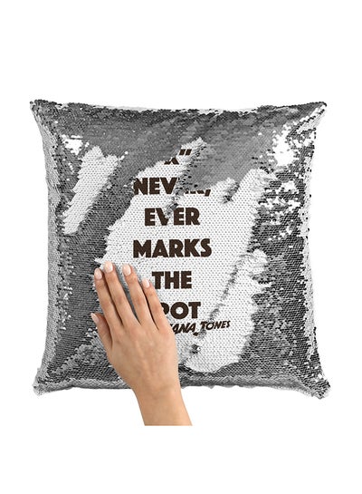 Buy Never Ever Quote Sequin Throw Pillow With Stuffing Multicolour 16x16inch in UAE