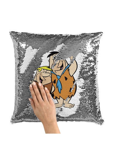 Buy Brothers Flintstone Sequin Throw Pillow With Stuffing Multicolour 16x16inch in Saudi Arabia