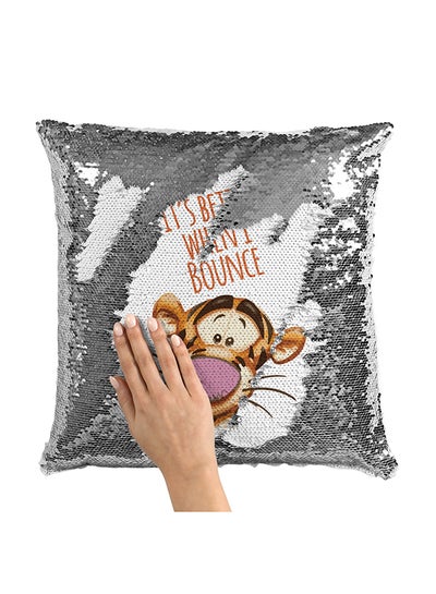 Buy Tigger Quote Bounce Jump Sequin Throw Pillow With Stuffing Multicolour 16x16inch in UAE